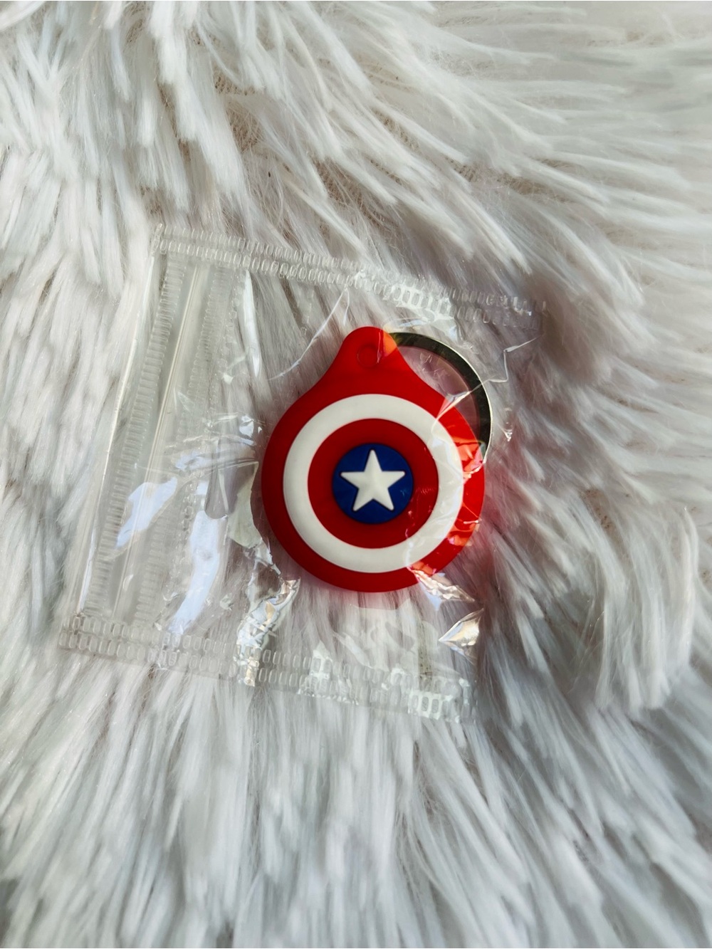 Marvel Red White & Blue Captain America Shield Keyring Apple AirTag Case Charm